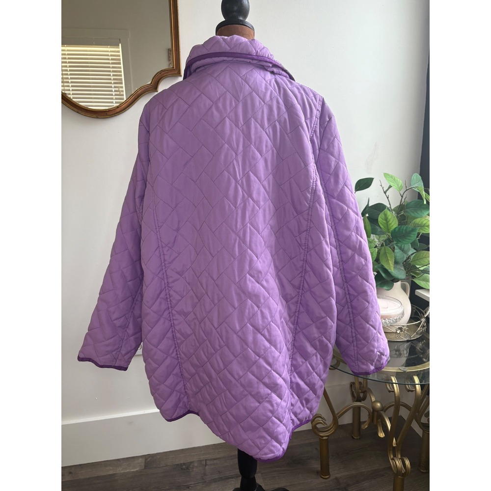 Womens 1X Lavender Purple Quilted Coat Jacket Collared‎ Button Front - Picture 2 of 5